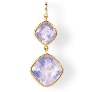 The Betty Earrings (Cushion Cut Lavender Quartz Double Drop Earrings in Solid 18ct Gold)