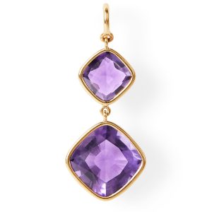 The Eva Earrings (Cushion Cut Amethyst Double Drop Earrings in Solid 18ct Gold)