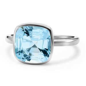 The Grace (Cushion Cut Blue Topaz in Solid 18ct White Gold)