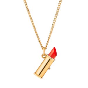 Velvet Morning Lipstick Charm Necklace (Handmade in Solid 18ct Gold)